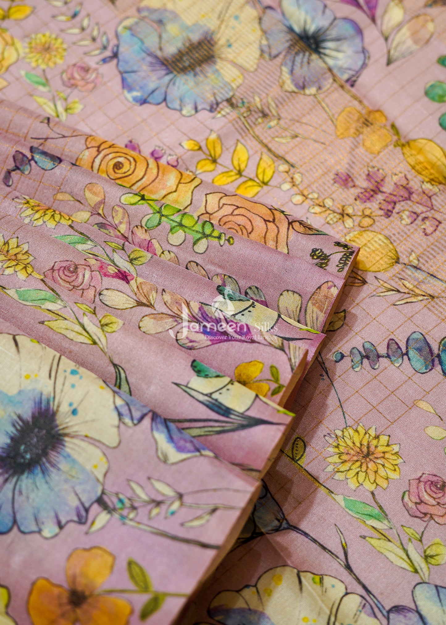 Pink tussar silk saree