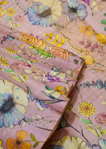 Pink tussar silk saree