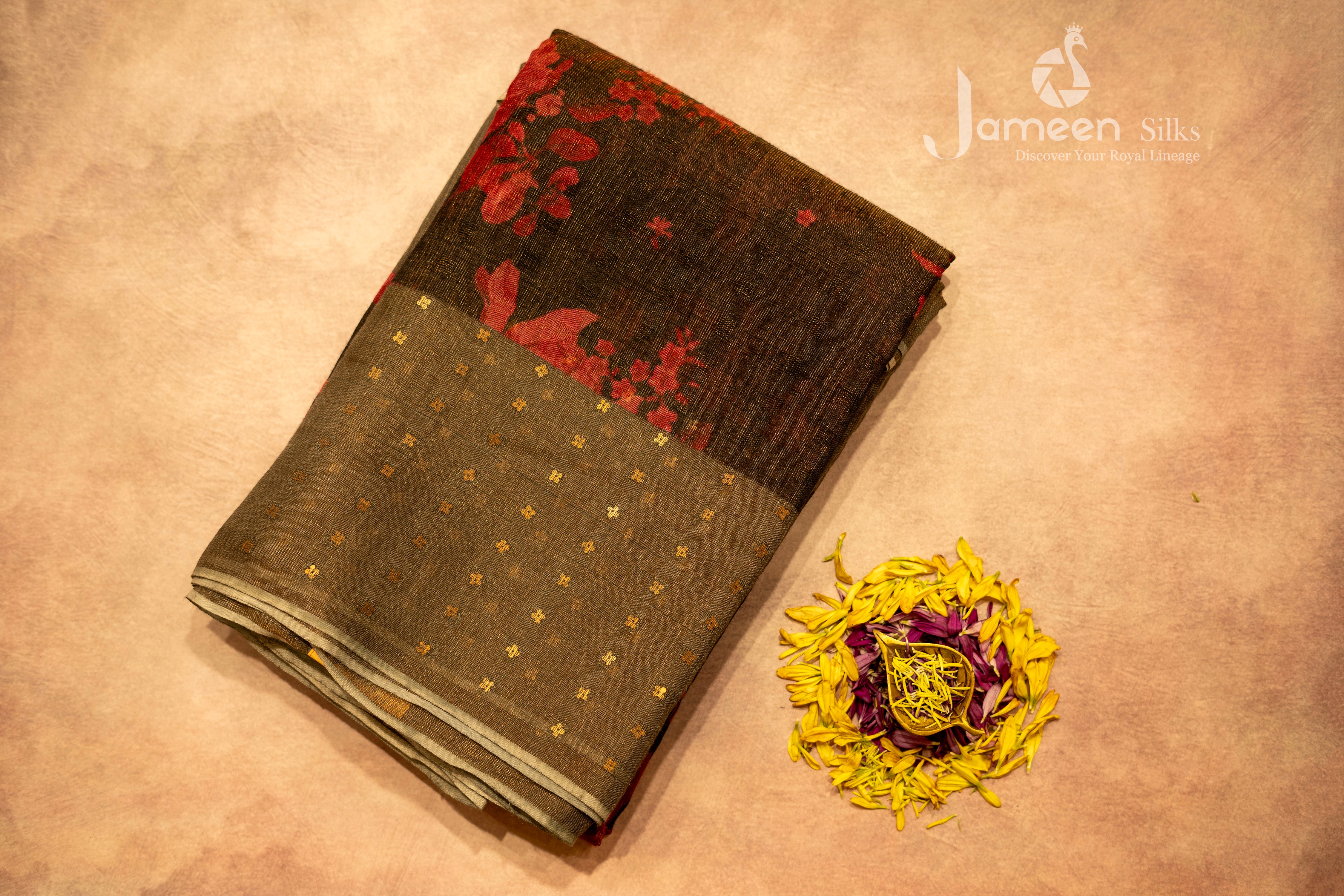 Black pure muslin saree