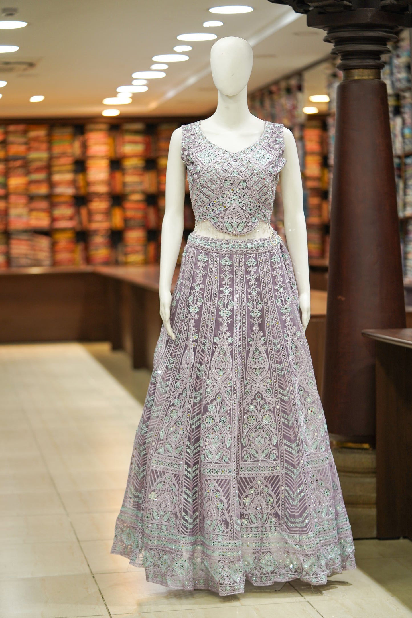 Lavender stonework lehenga