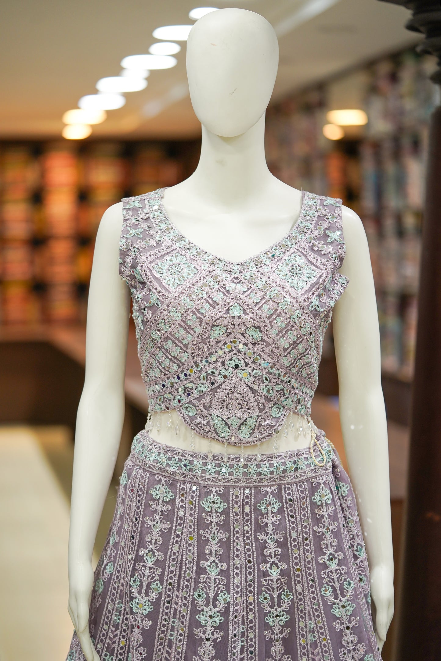 Lavender stonework lehenga
