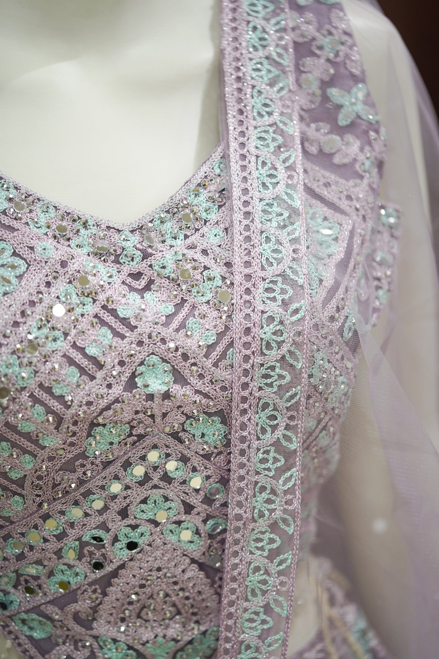 Lavender stonework lehenga