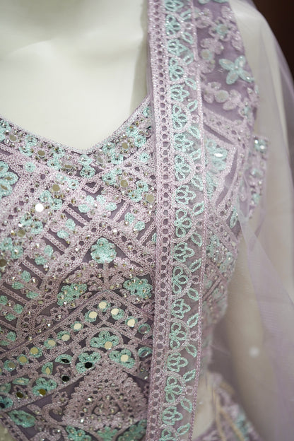 Lavender stonework lehenga