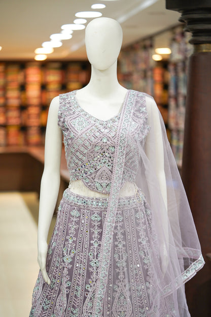 Lavender stonework lehenga