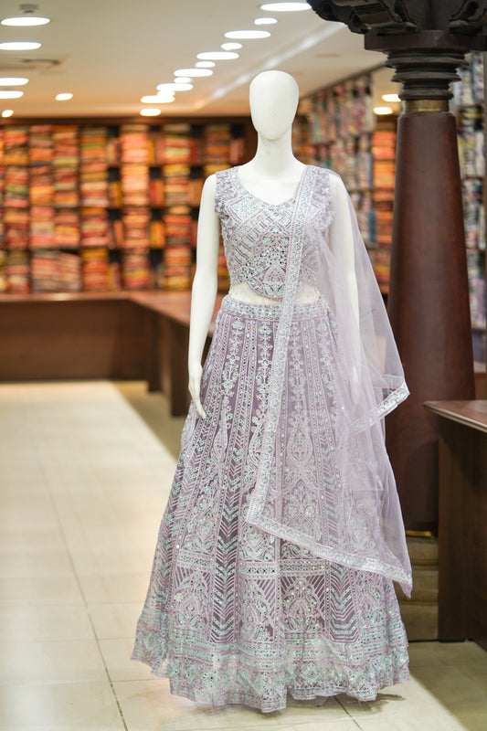 Lavender stonework lehenga