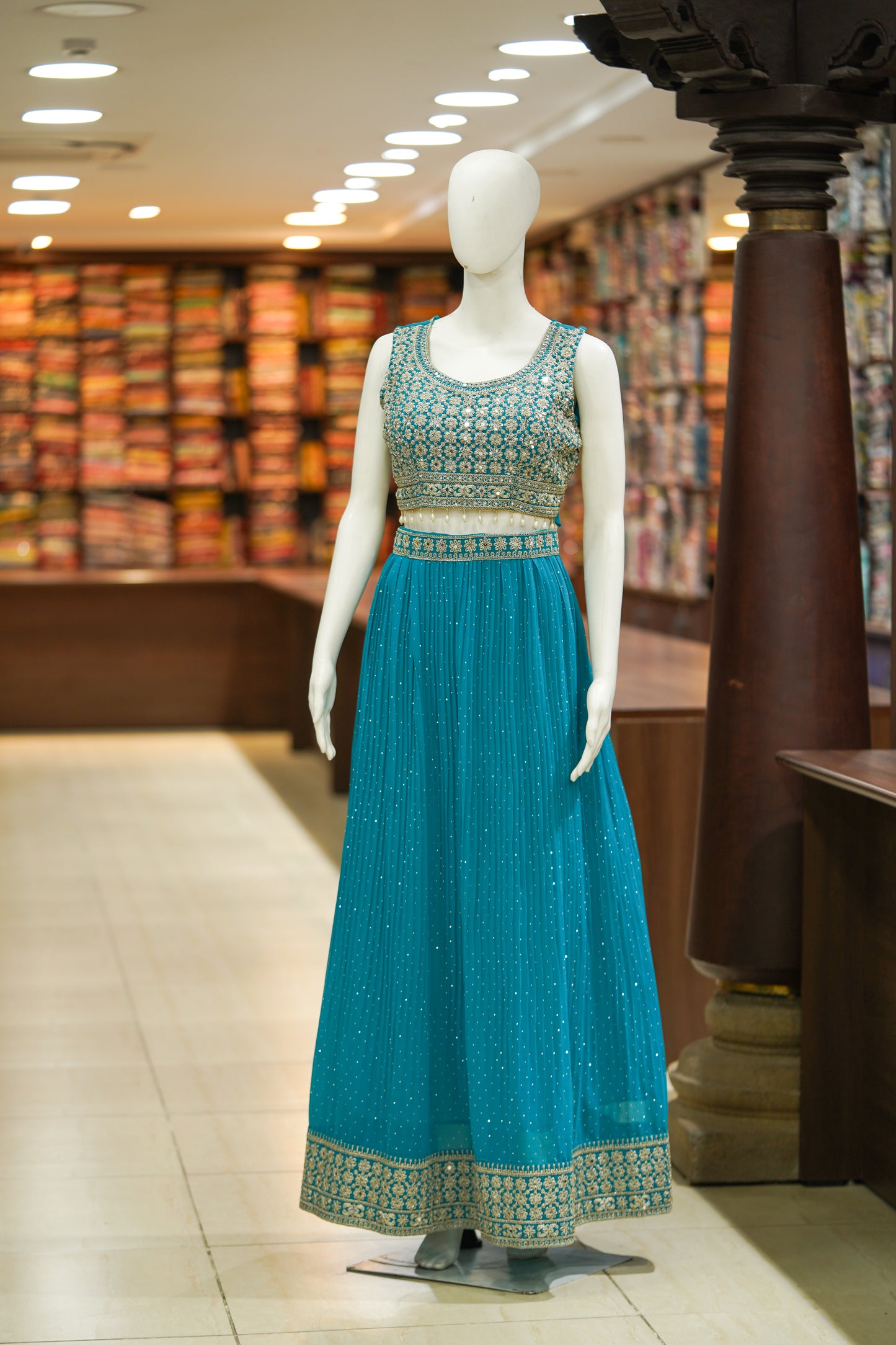 Blue stonework lehenga choli