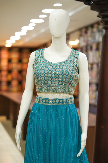 Blue stonework lehenga choli