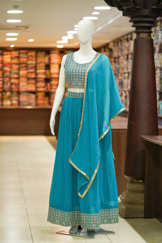 Blue stonework lehenga choli