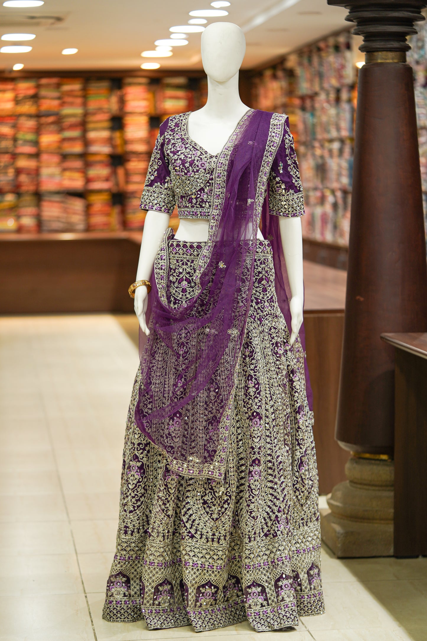 Purple stonework lehenga