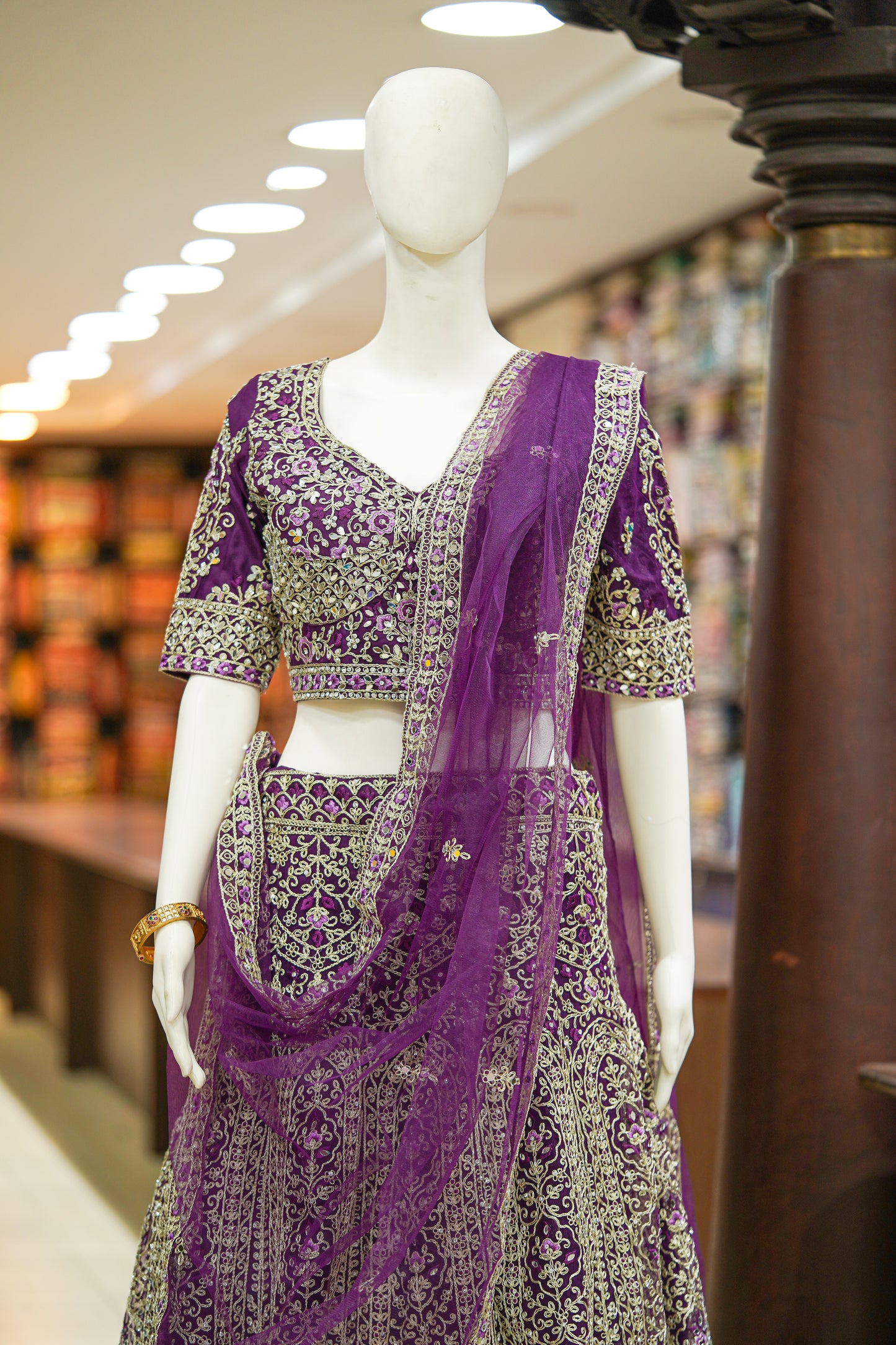 Purple stonework lehenga