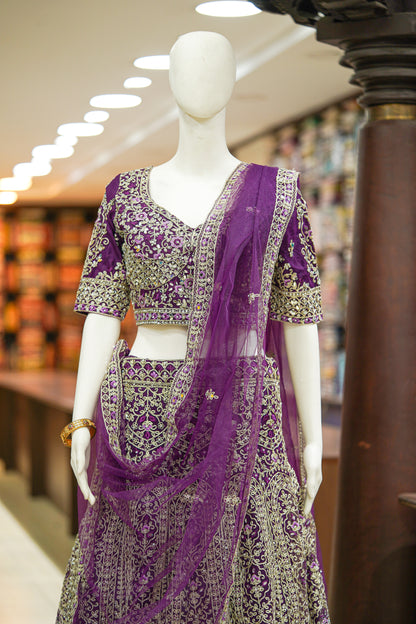 Purple stonework lehenga
