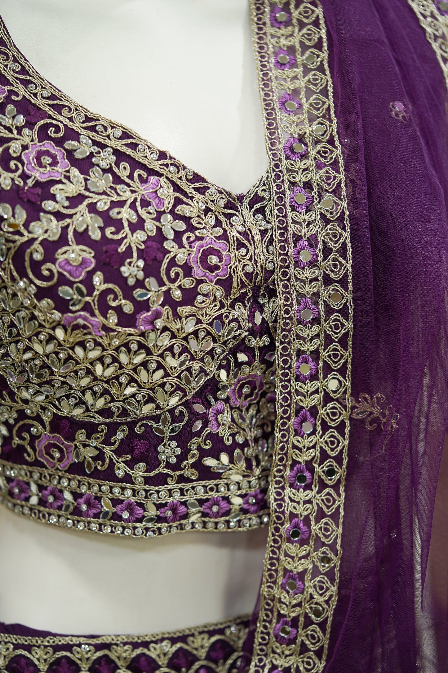 Purple stonework lehenga