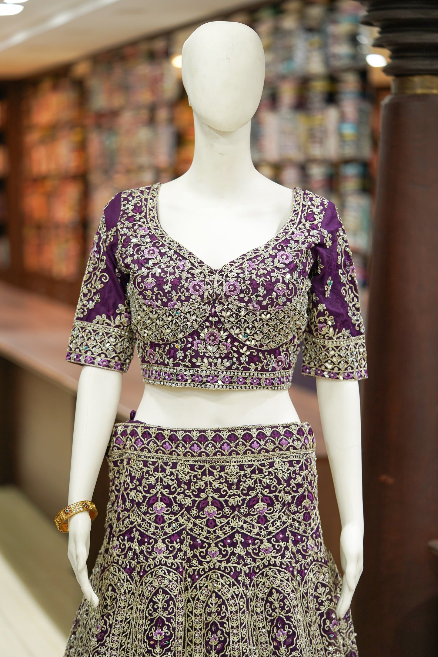 Purple stonework lehenga