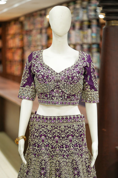 Purple stonework lehenga