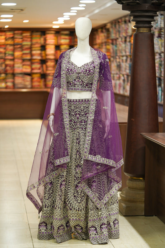 Purple stonework lehenga