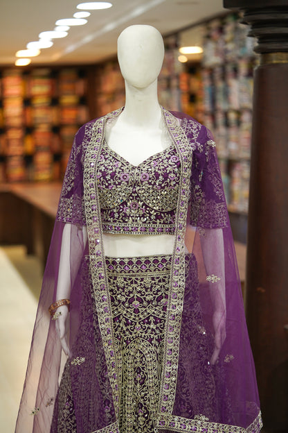 Purple stonework lehenga