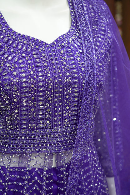Violet stonework lehenga