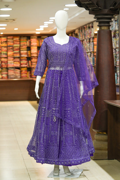 Violet stonework lehenga