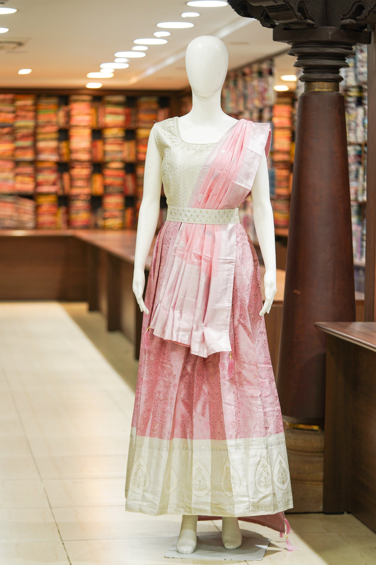 Pink color long gown