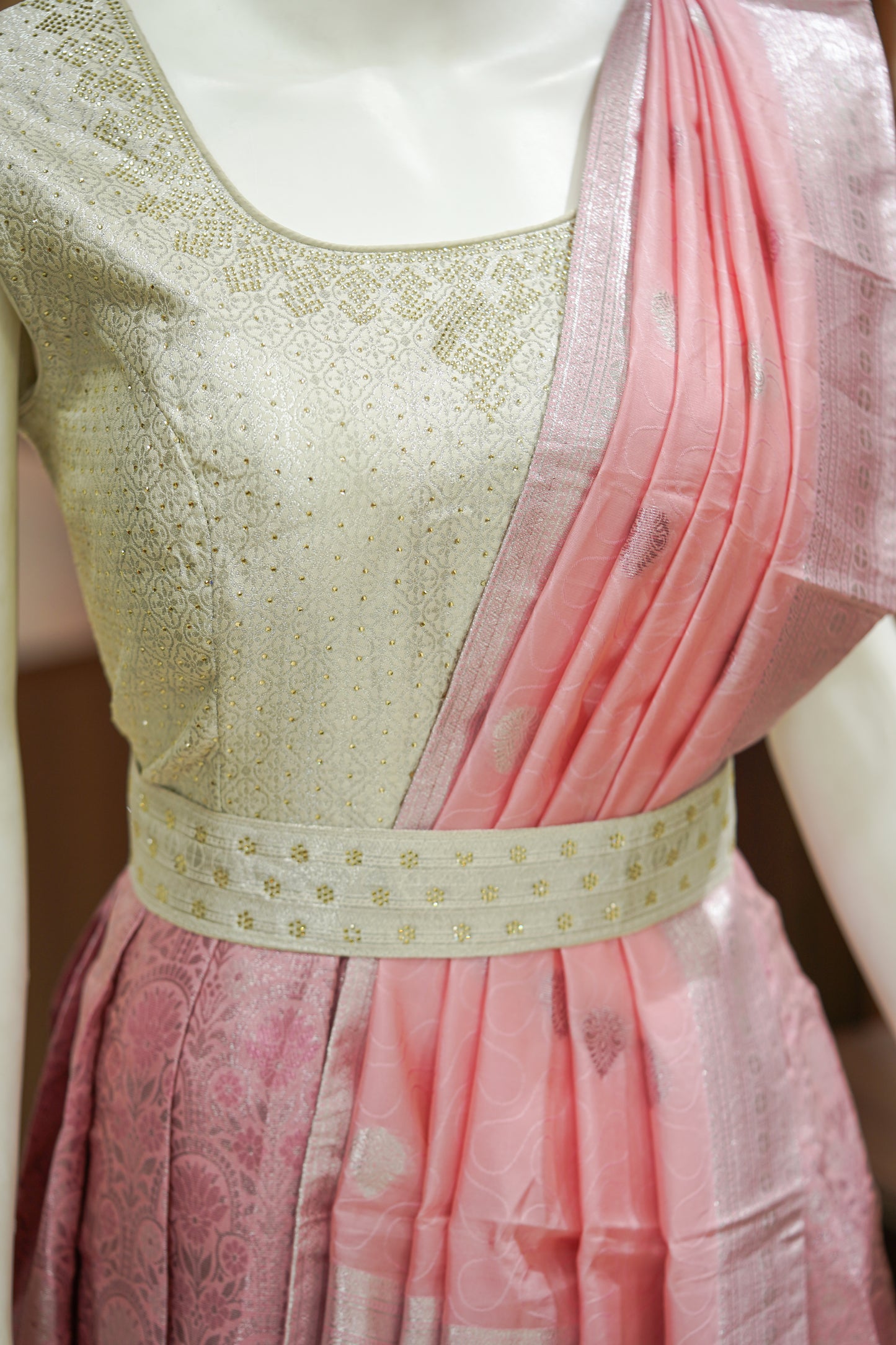 Pink color long gown