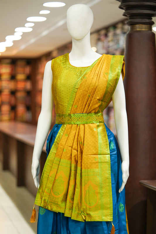 Blue pattu Long gown