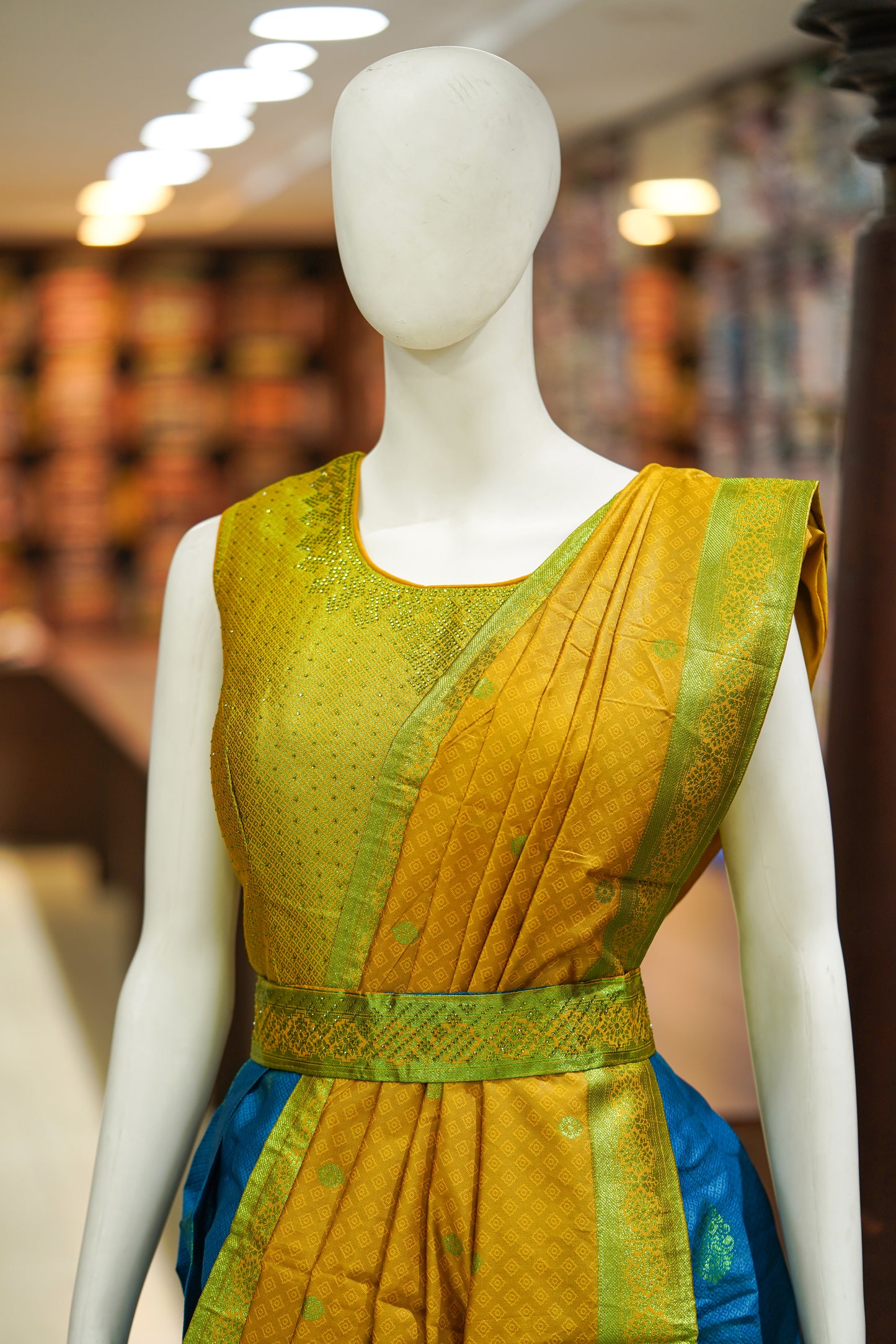 Blue pattu Long gown