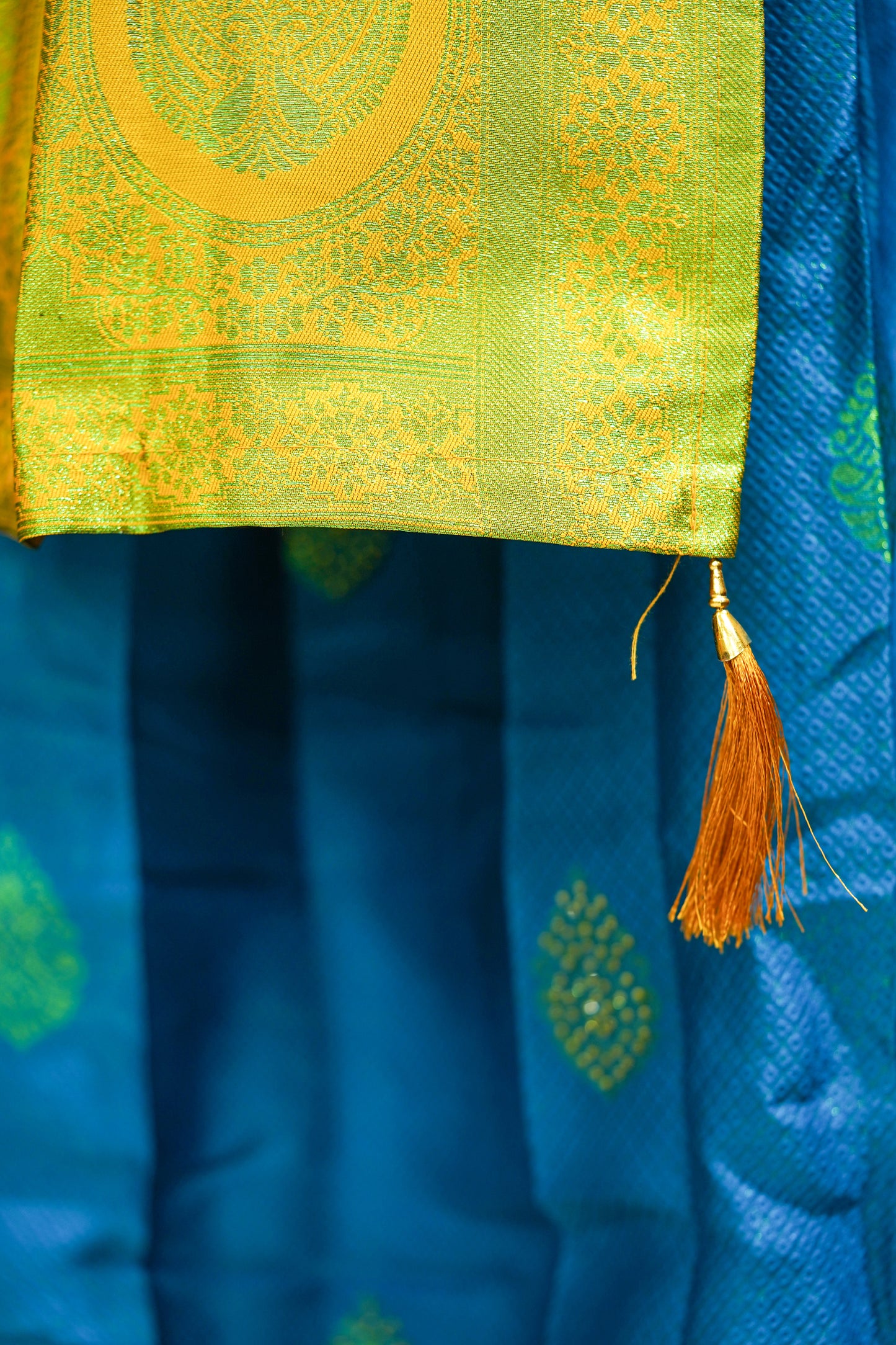 Blue pattu Long gown