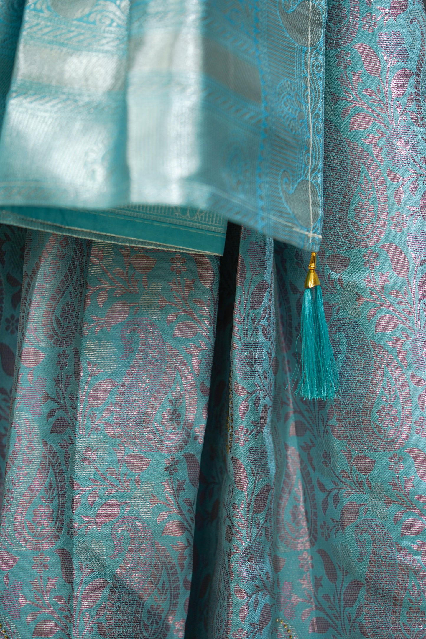 Blue pattu long gown