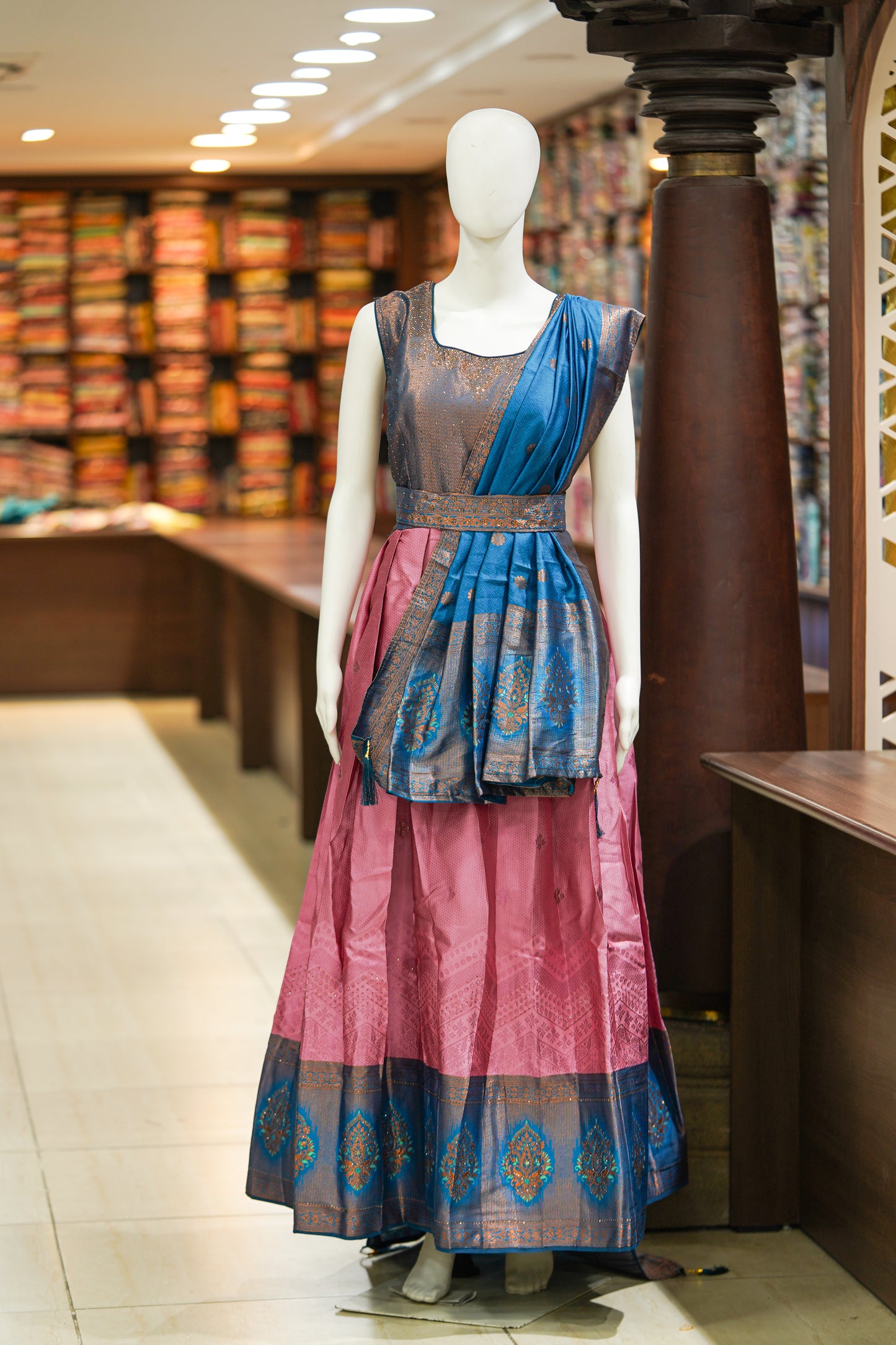 Pink pattu long gown