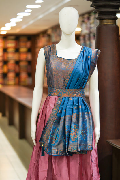 Pink pattu long gown