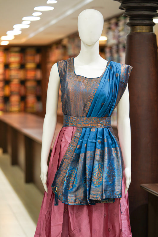 Pink pattu long gown