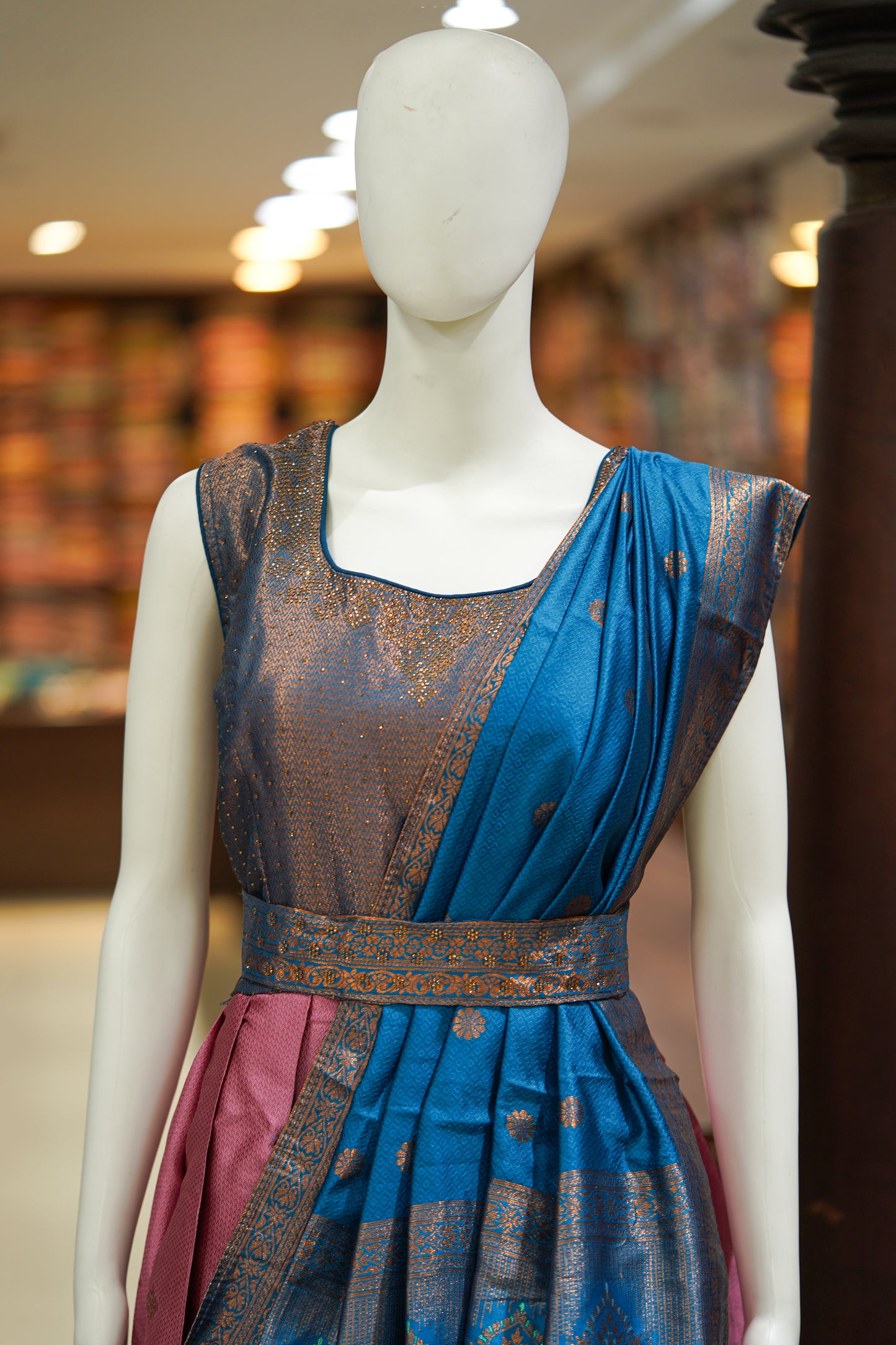 Pink pattu long gown