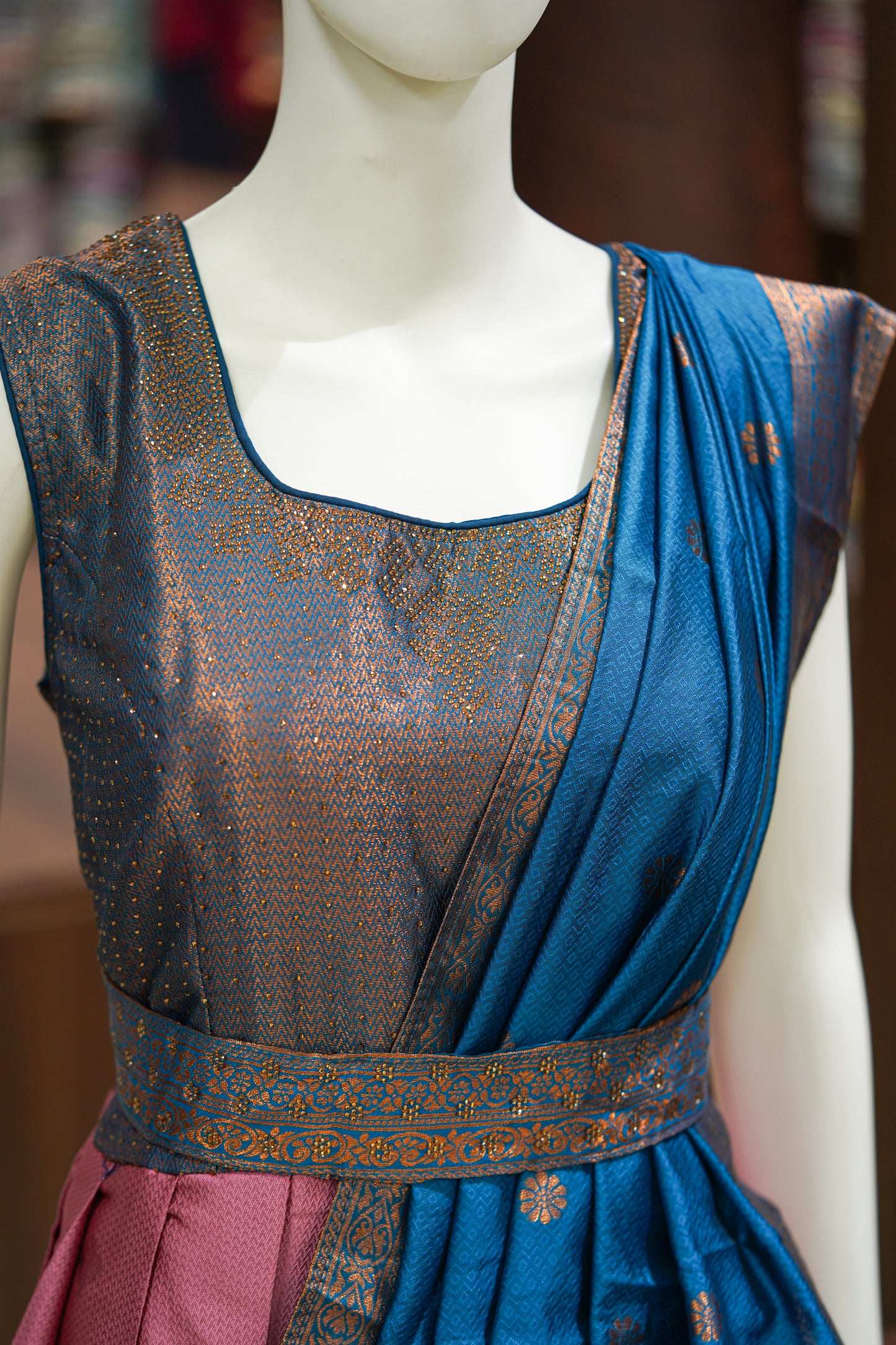 Pink pattu long gown