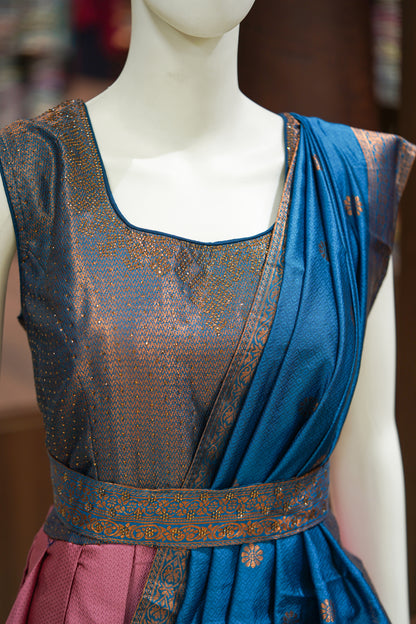 Pink pattu long gown