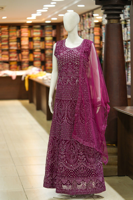 Pink stonework long gown
