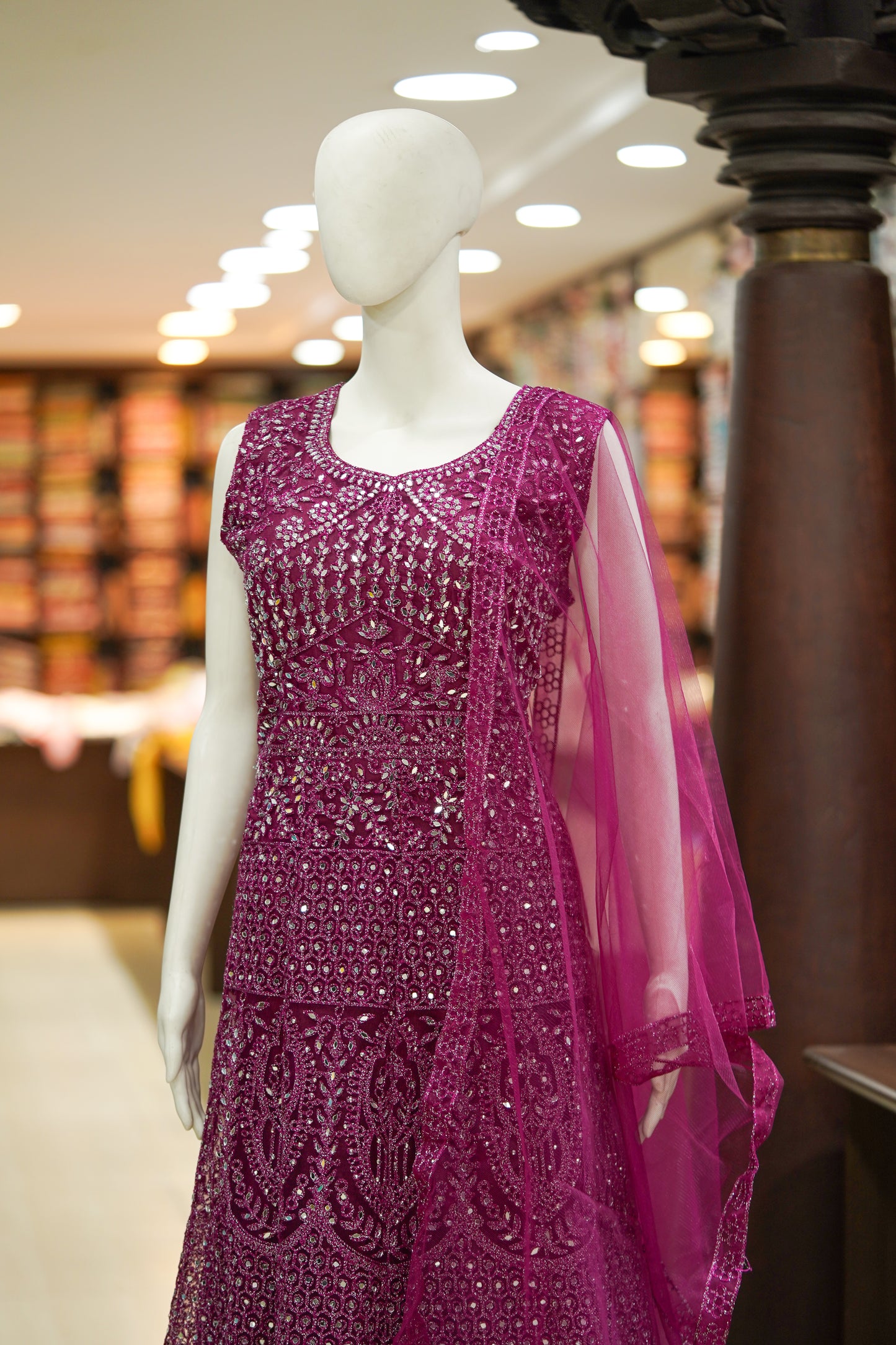 Pink stonework long gown