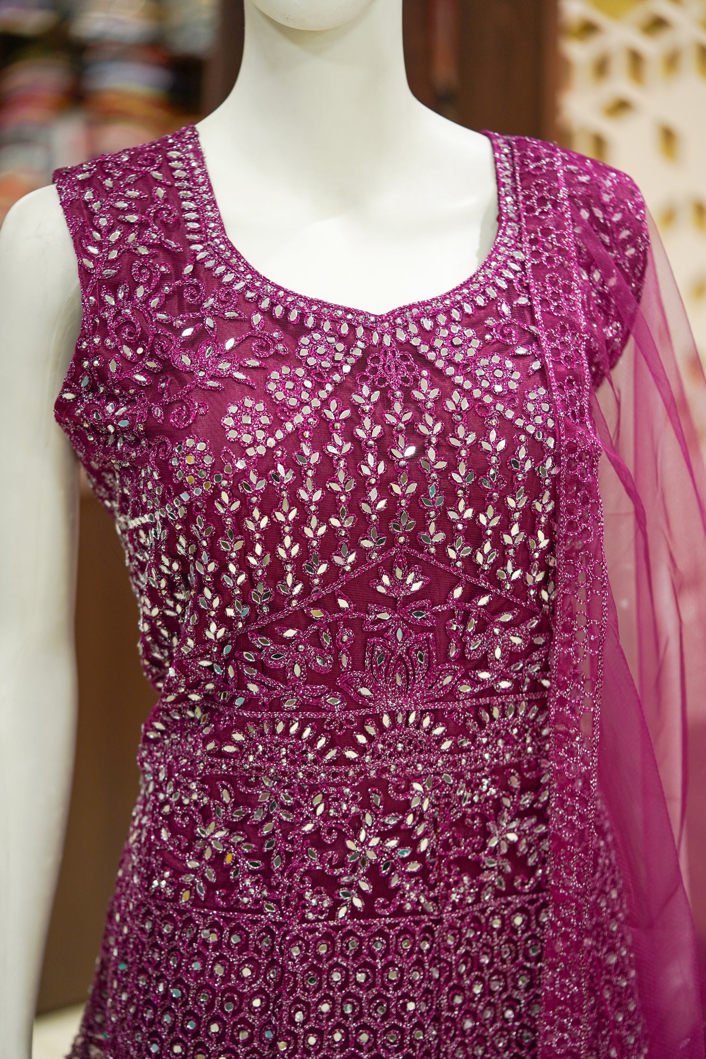 Pink stonework long gown