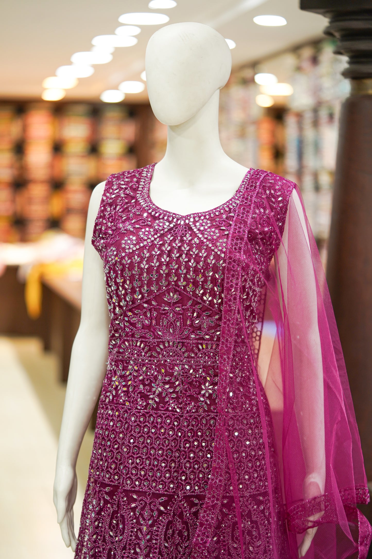 Pink stonework long gown