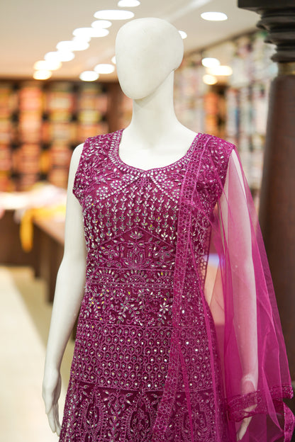 Pink stonework long gown