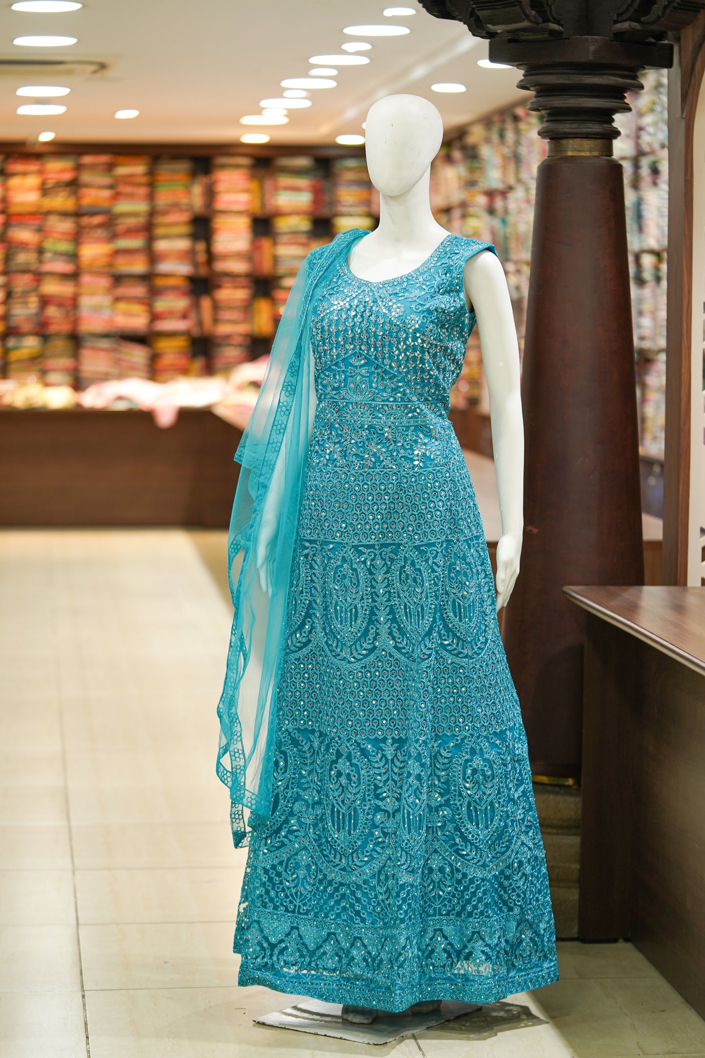 Blue stonework long gown
