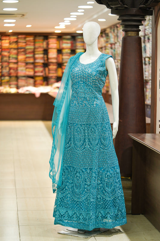 Blue stonework long gown