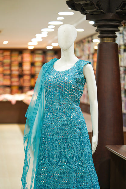 Blue stonework long gown