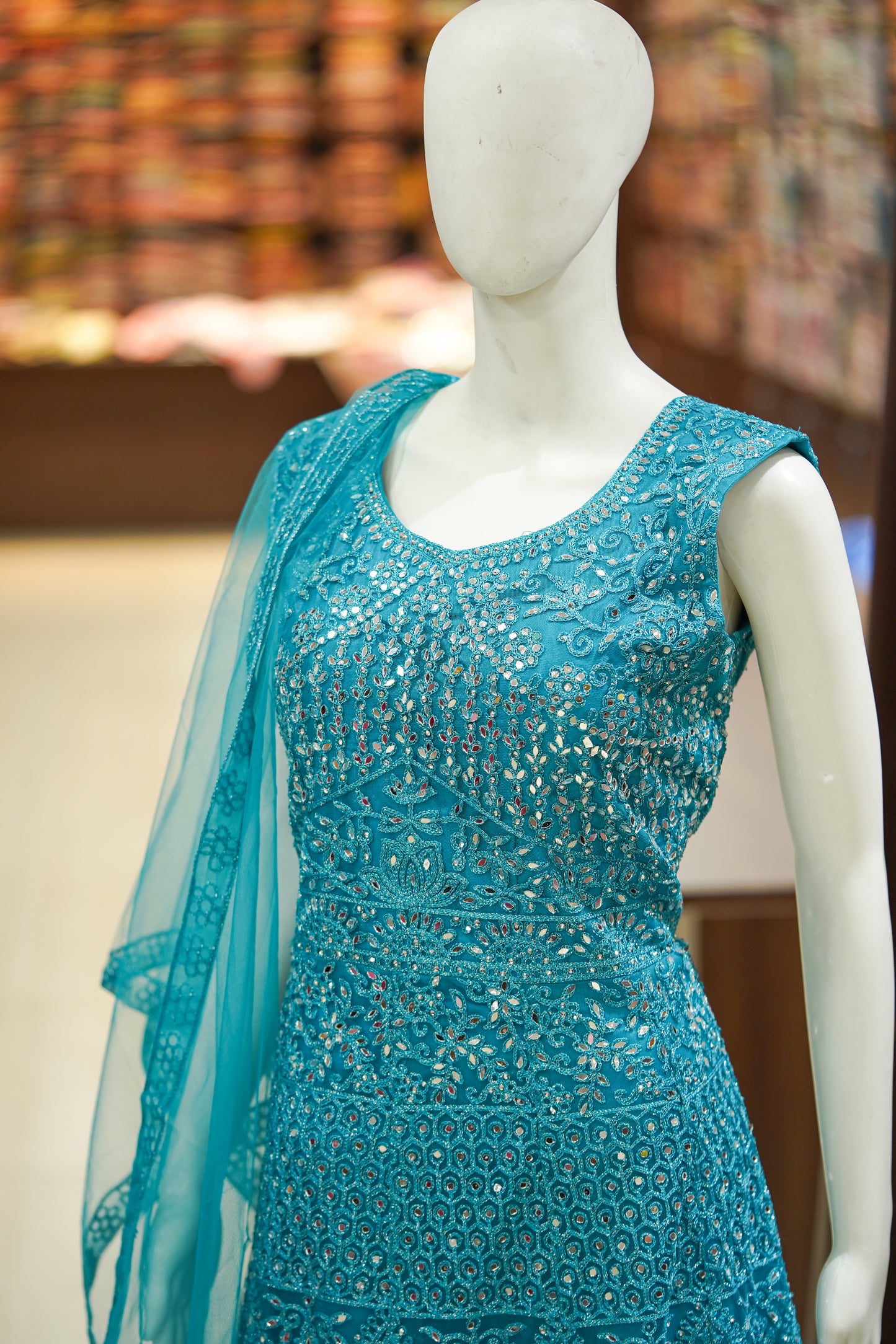 Blue stonework long gown