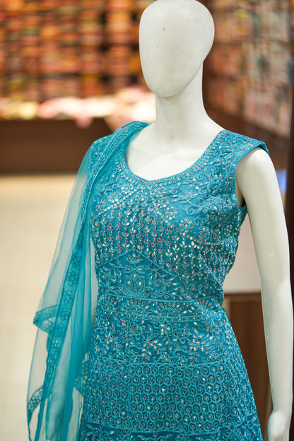 Blue stonework long gown