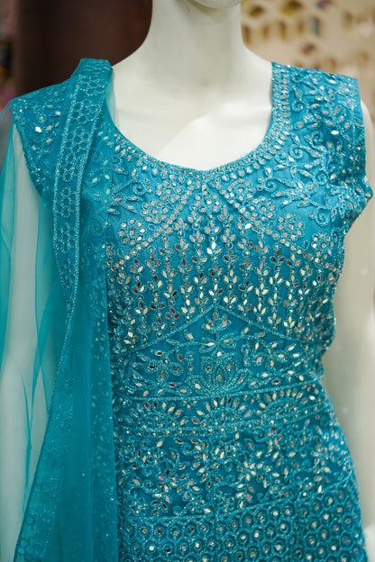 Blue stonework long gown